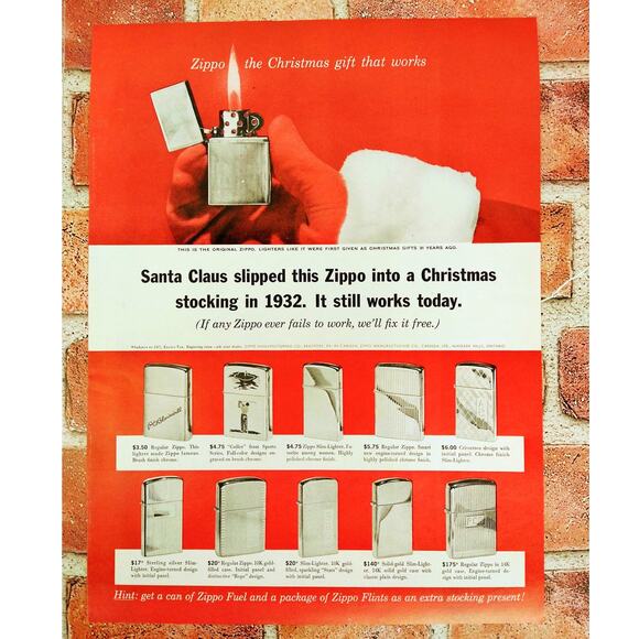 1961 Zippo Lighters Christmas Gift Vtg Magazine Print Ad Santa Hand Flame Scene - Picture 9 of 10